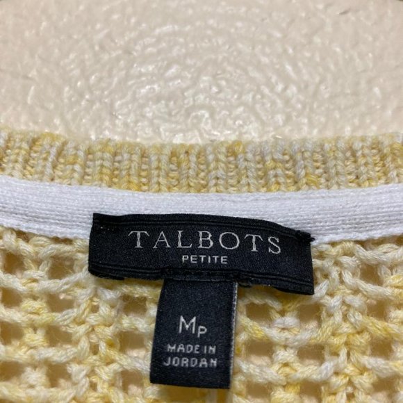 Talbots Women's Pale Yellow Chunky Knit Long Sleeve Sweater Size Medium Petite - Picture 3 of 4